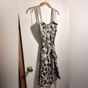 100% silk BCBGMaxazria sundress - creme & purple/plum floral detail. Like new.